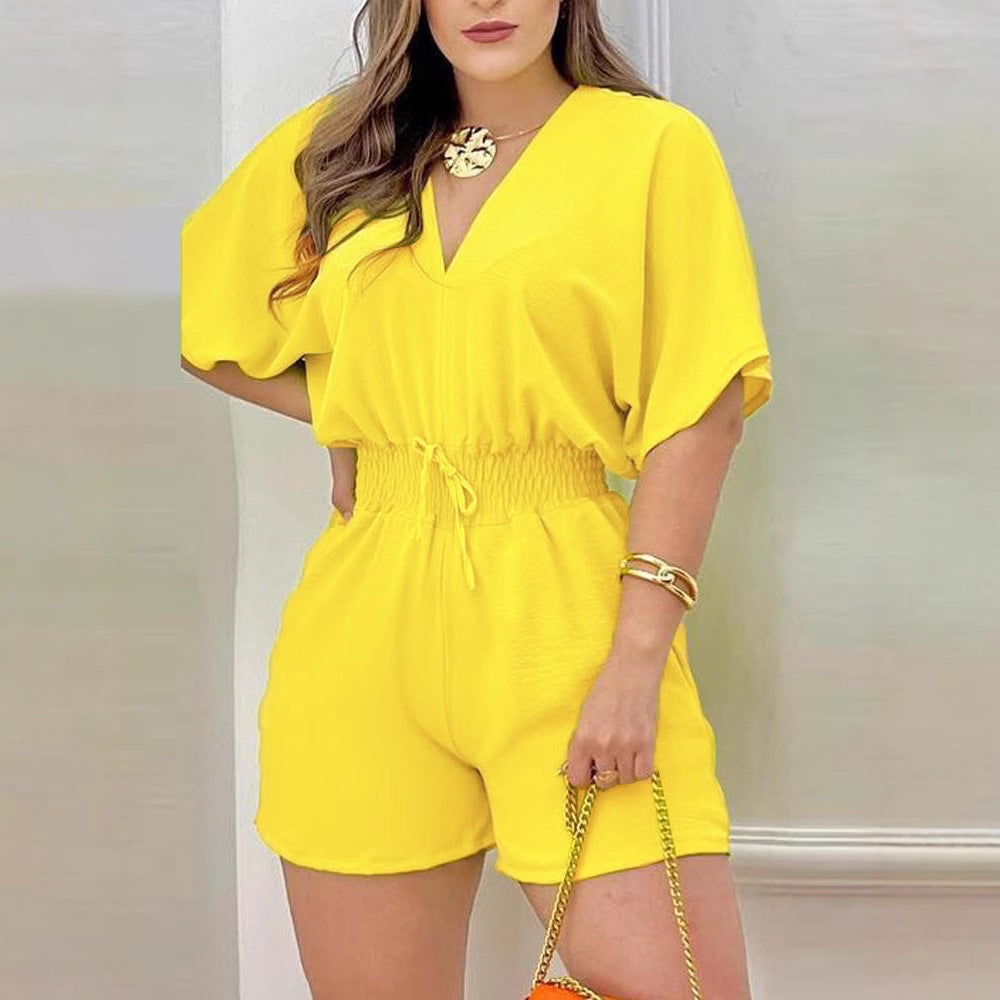 Elegant V-Neck Ruffled Casual Jumpsuit for Women