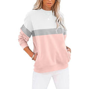 Women's Color-Block Long Sleeve Casual Sports Pullover Sweater