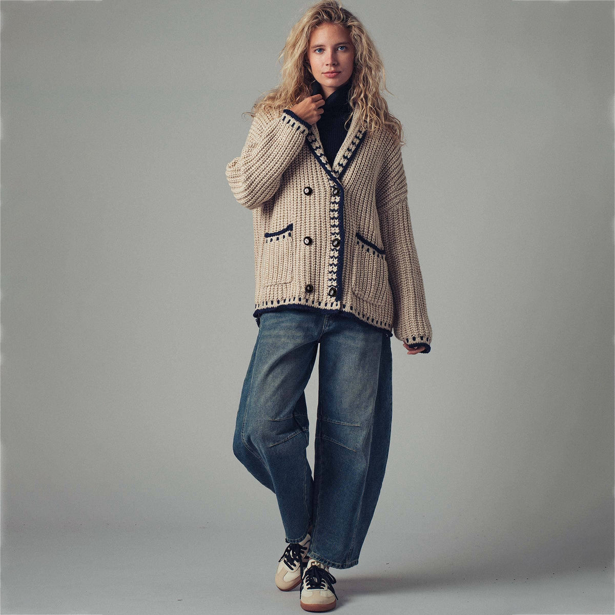 European and American-style Casual Cardigan Long-sleeved Sweater Top