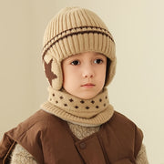 Kids' Knitted Hat and Scarf Set with Ear Protection