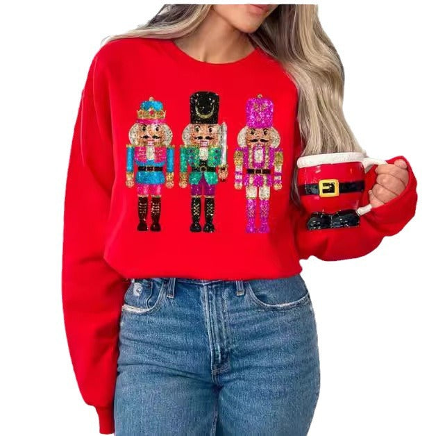 Women's Festive Sequin Christmas Sweater Casual Pullover
