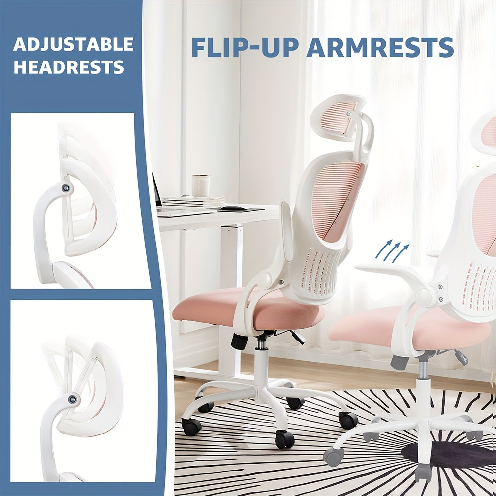 Ergonomic High‑Back Mesh Desk Chair with Adjustable Headrest, Lumbar Support and Flip‑Up Arms