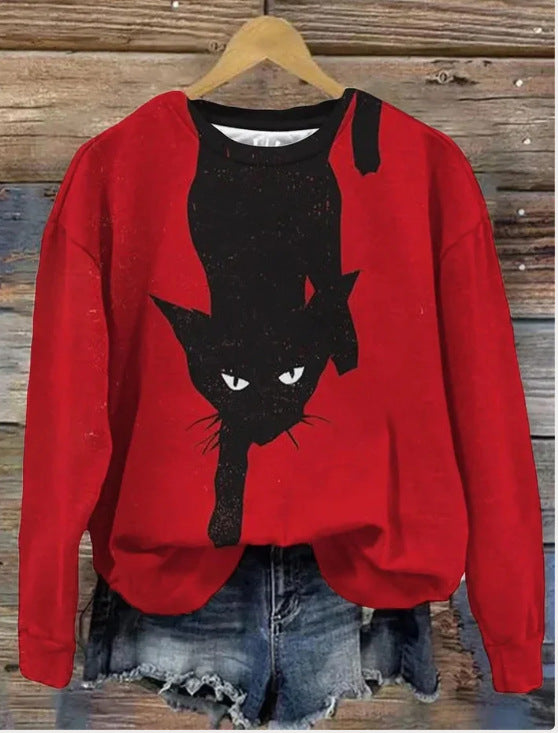 Women's Printed Loose Round Neck Casual Sweater