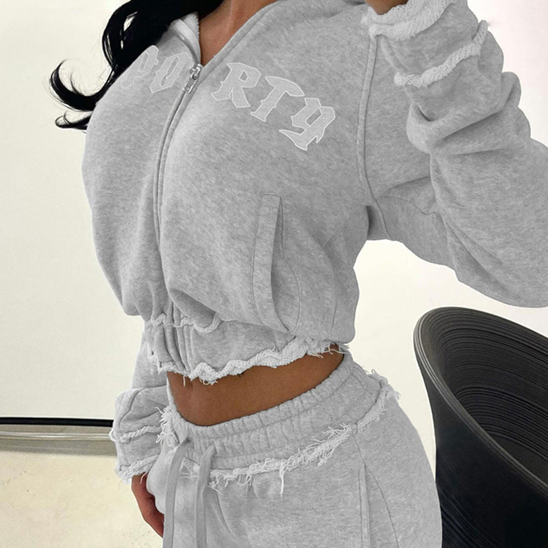 Women's Hooded Sports Sweatshirt & Trousers Set