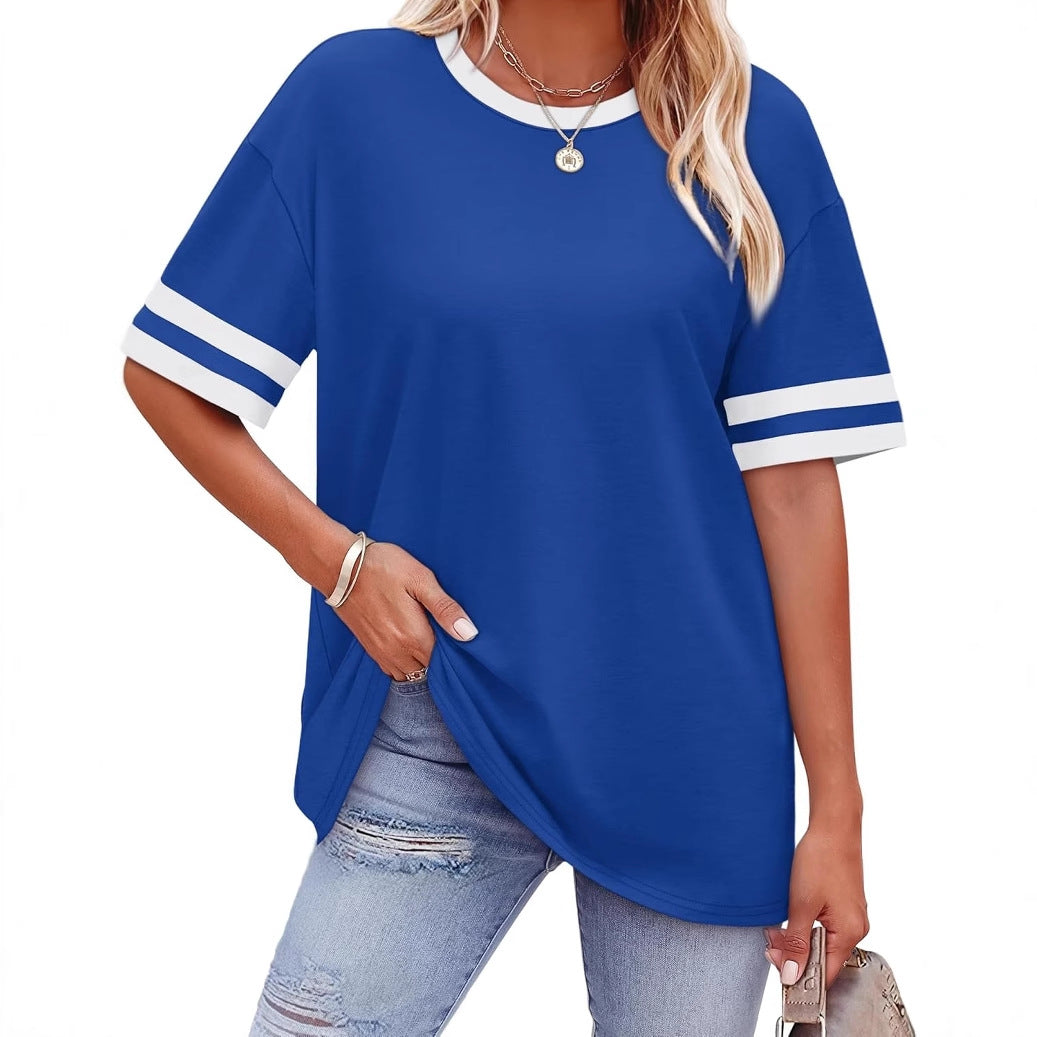 Plus-Size Striped Raglan Tee – Casual, Flattering Fit