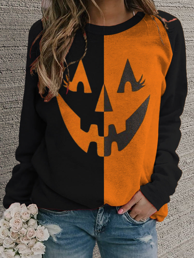 Women's Retro Floral Round Neck Casual Sweater