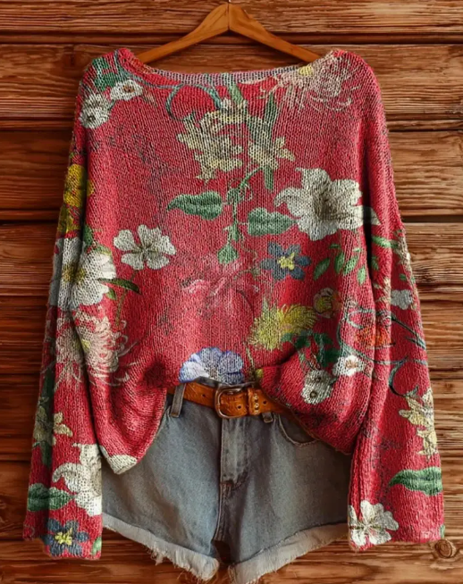 Re-work Printed Women's Sweater, Casual and Comfortable