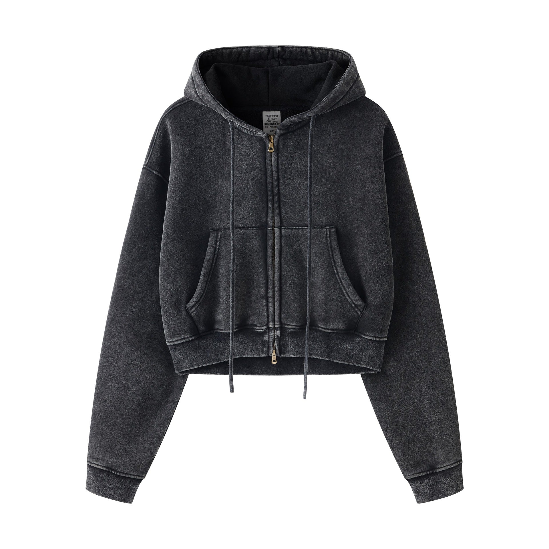 Retro Color Block Zip Hooded Sweater