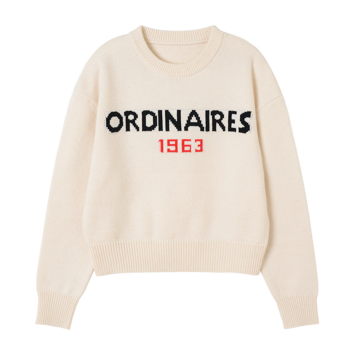 Retro Alphabet Knit Sweater Cozy Casual Crewneck Pullover