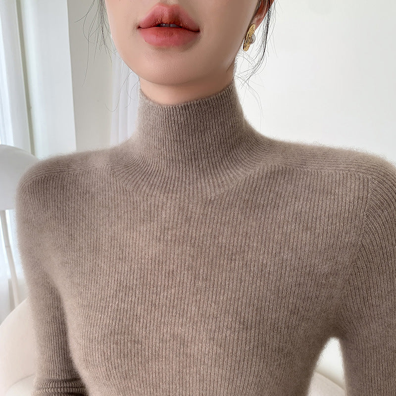 Women's Autumn and Winter Seamless Stand Collar Solid Color Turtleneck Sweater