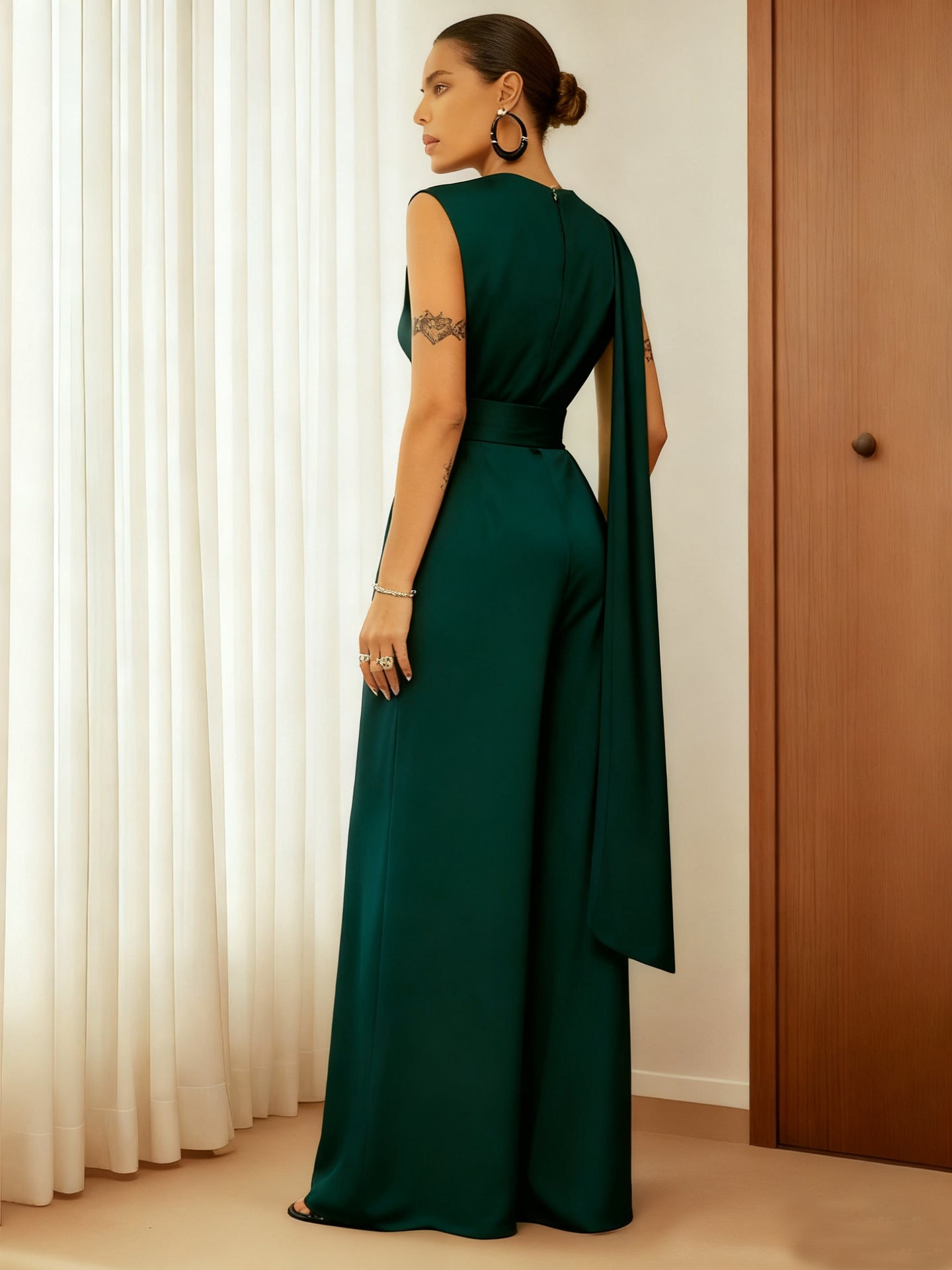 Women's Elegant Solid Slim-Fit Casual Jumpsuit