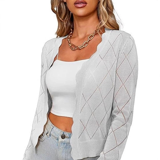 Spring and Autumn Long Sleeved Knitted Cardigan Coat Unique and Unique Bottom Coat Women's Interior Top