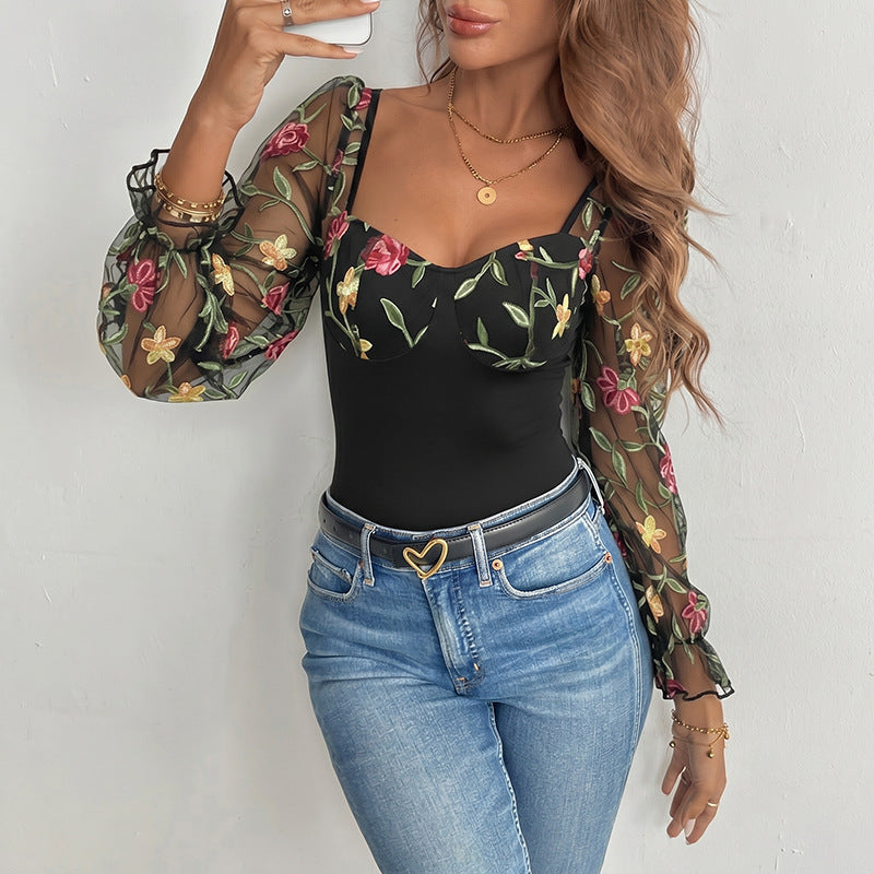 Elegant New Mesh-embroidered Jumpsuit