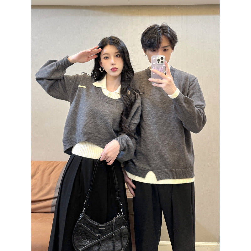 Autumn and Winter Couple Wear Thickening Three-piece Set