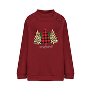 Women's Festive Button Christmas Long Sleeve Sweatshirt
