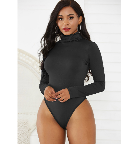 Women's 12-Color High Collar Slim Long Sleeve Jumpsuit