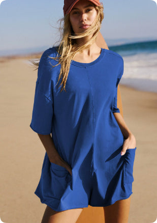 Women's Casual Backless Short Jumpsuit with Pockets