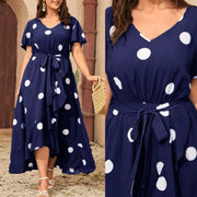 Womens Fashion Polka-dot Printed Swing Dress
