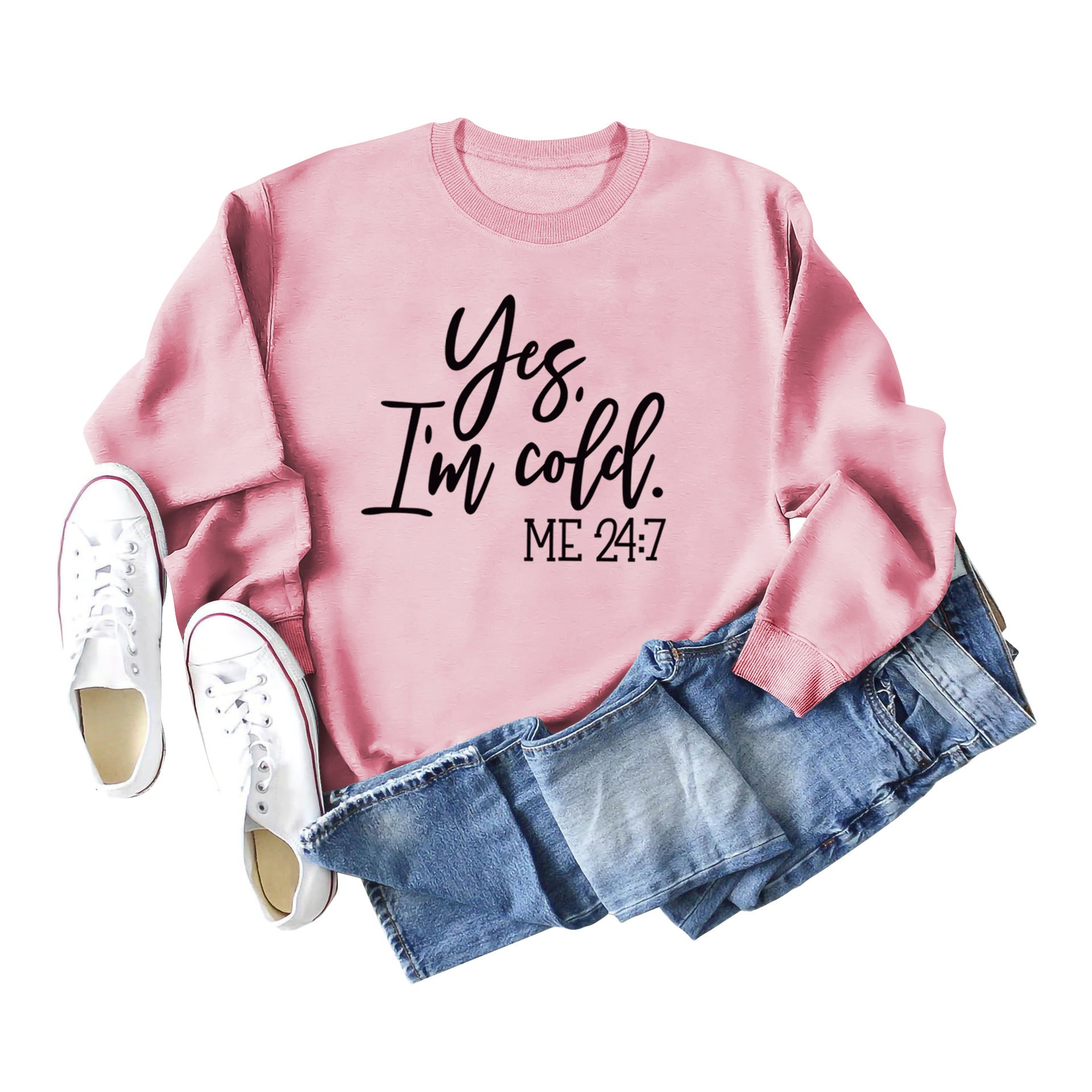 Retro Letter Print Cotton Crew Neck Women's Sweatshirt