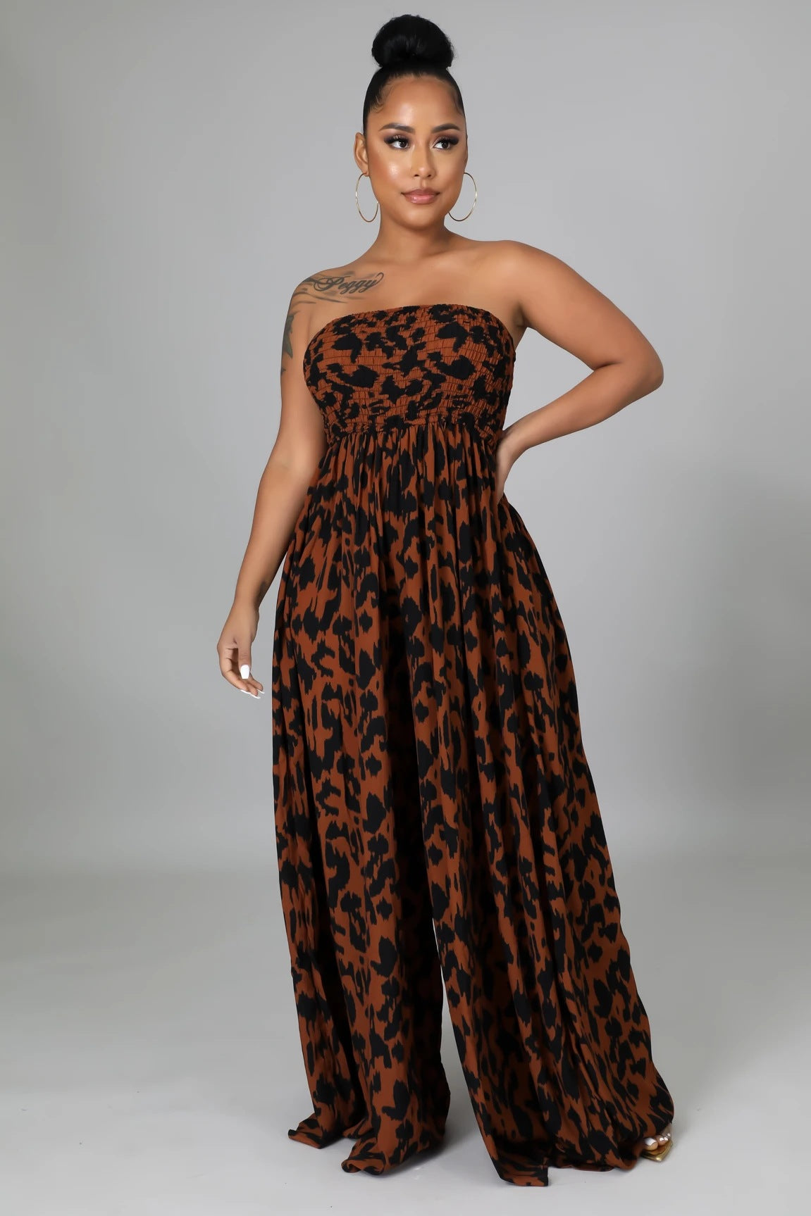 Leisure Chest Wrapped Loose Women's Jumpsuit