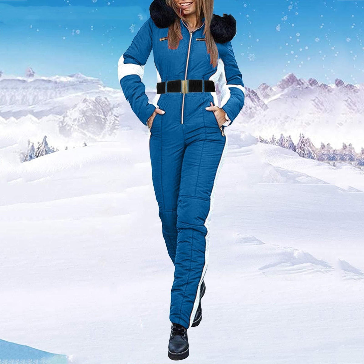 Women's Waterproof Hooded Sporty Winter Ski Suit