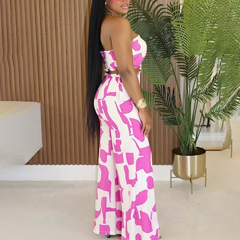 Elegant Strapless High-Waist Wide-Leg Jumpsuit