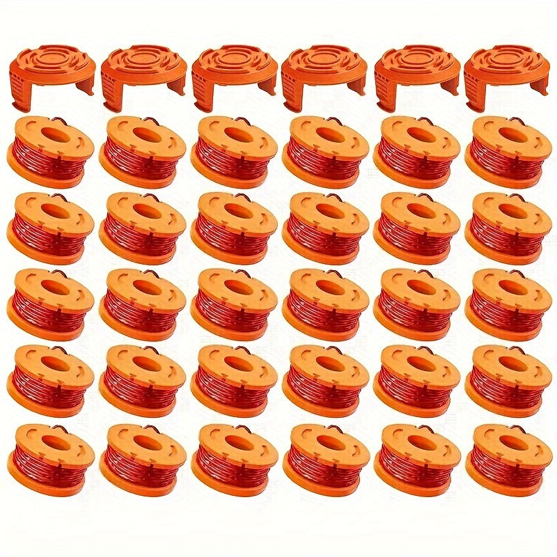 36‑Piece Trimmer Spool Set – 300 ft (0.065 in) String with 6 Caps, Compatible with Major Trimmer Models