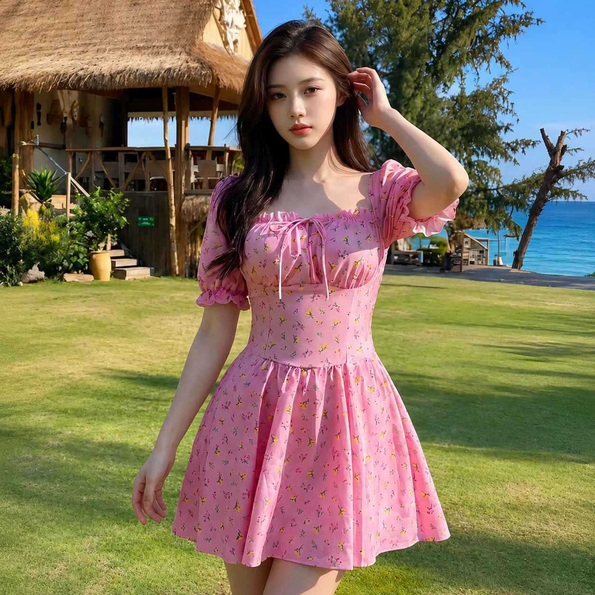 One-piece Slimming Conservative Dress-style Women's Swimsuit