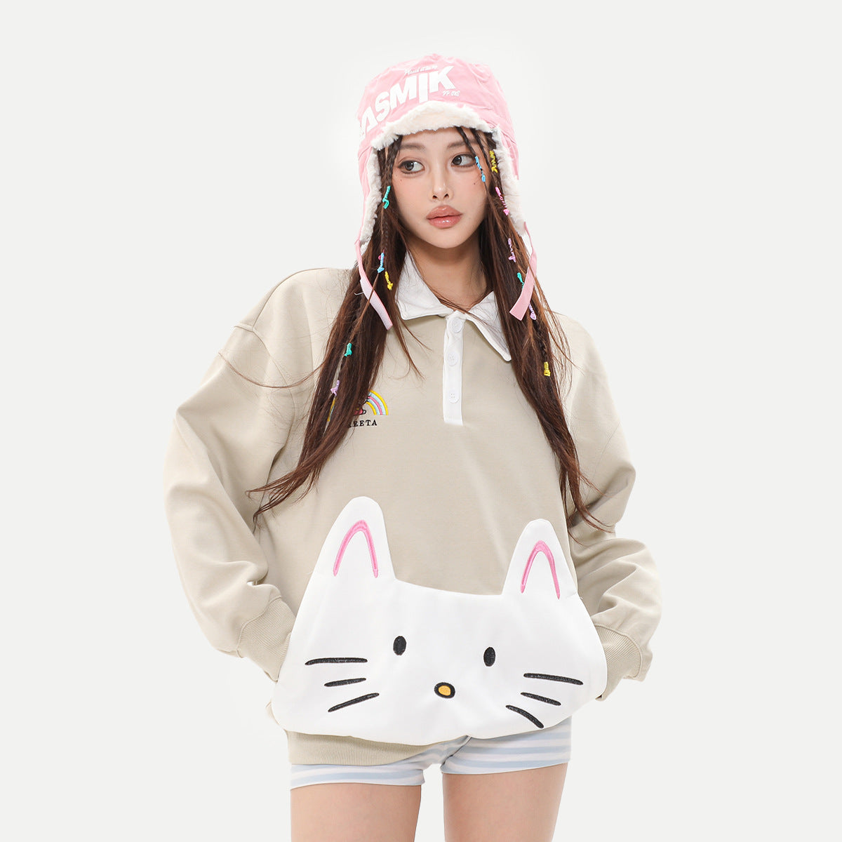 Cozy Unisex Cat Patch Knit Sweater