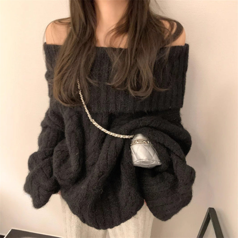 Off-shoulder Soft and Cuddly Faux Mink Knit Top