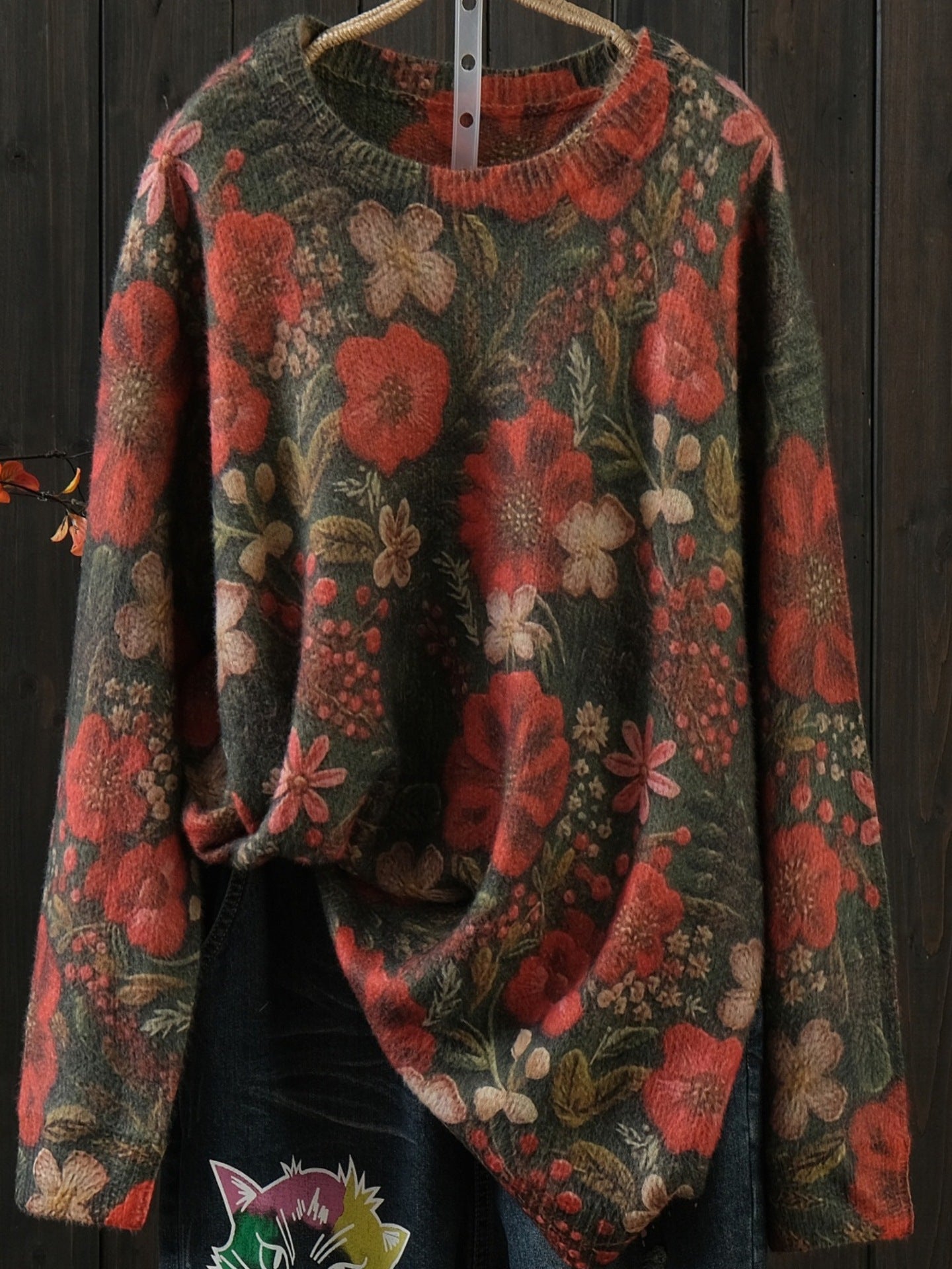 Plus Size Knit Pullover Sweater Loose Retro Outerwear