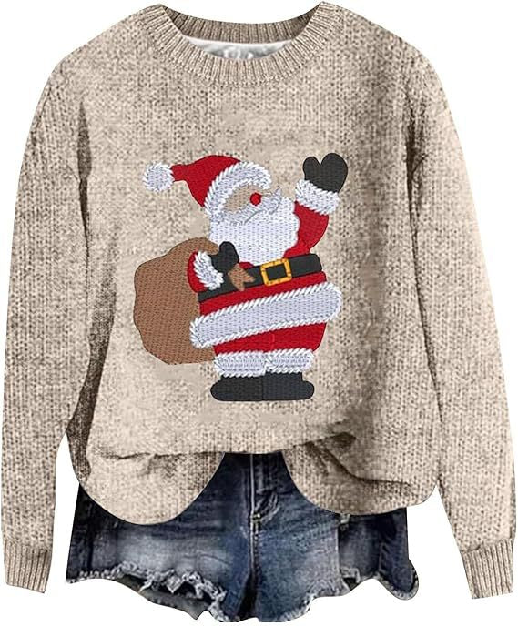 Festive Christmas Loose Crewneck Sweatshirt for Men & Women