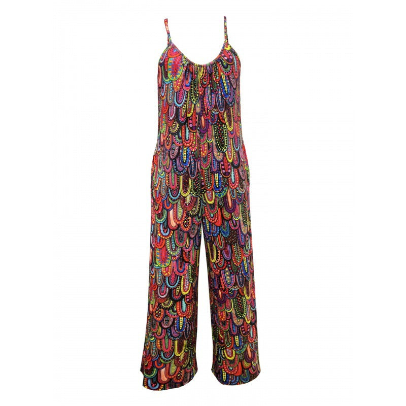 Sleeveless TEMU Women's Printed Loose Jumpsuit