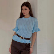 Summer Ruffled-waist Slimming Knit Top