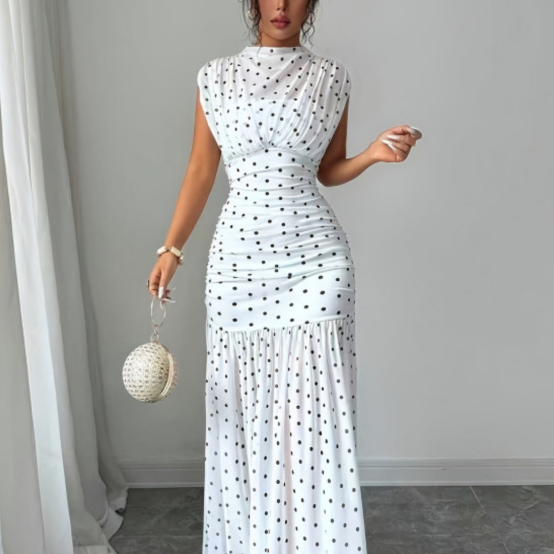 Polka Dot Waist-Cinching Dress for Women