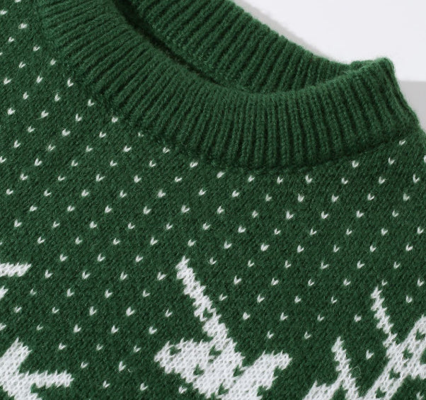 Autumn and Winter Round Neck Christmas Print Sweater