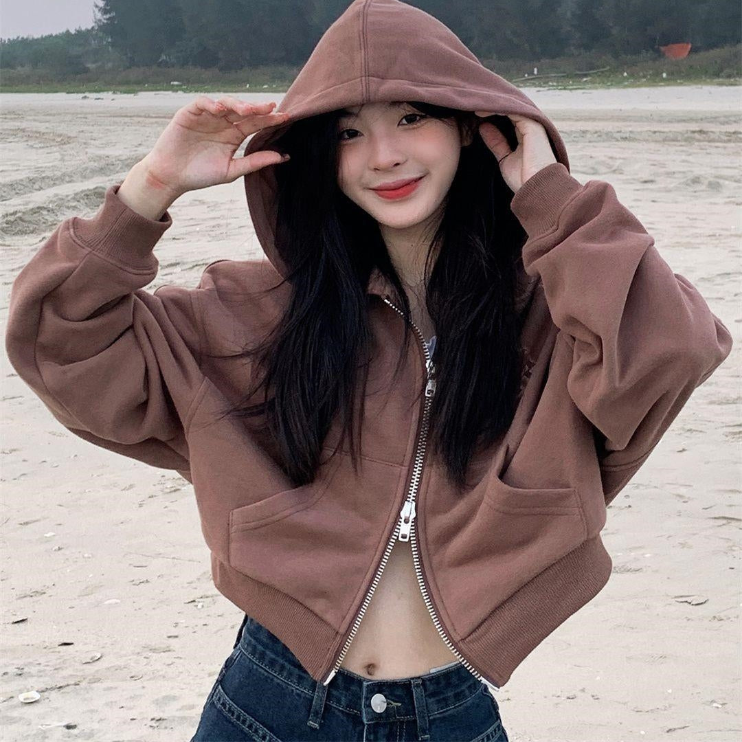 Retro Double-Zipper Oversized Hoodie for Women