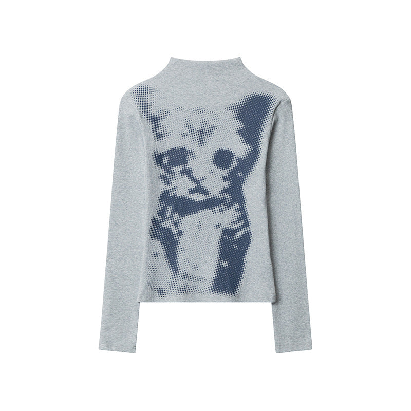 Chic Plaid Cat Print Long Sleeve Pullover