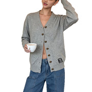 V-neck Long-sleeve Knitted Cardigan Womens Top