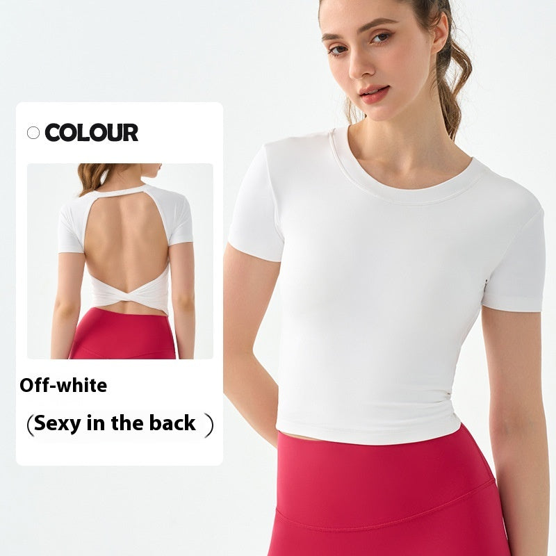 Raspberry Red Spandex Yoga Top – Breathable, Form-Fitting Workout Tee