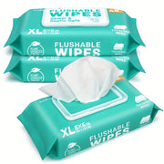 Extra Large Flushable Wet Wipes, Plant-Based and Septic Safe, 3 or 6 Packs of 48 Count