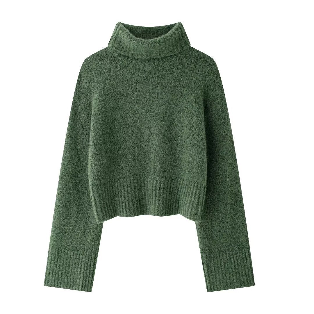Winter New Graceful and Fashionable High Lapel Long Sleeve Pullover Sweater