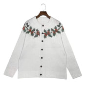 Loose White Jingling Bell Printed Sweater