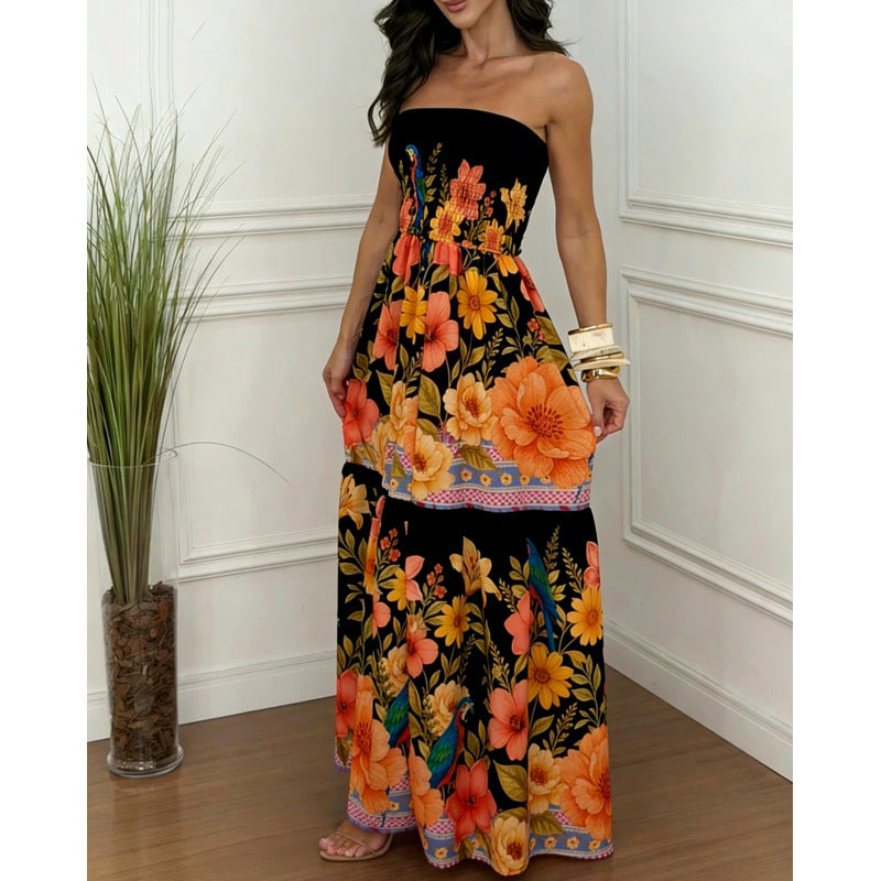 Floral-embellished Long-length Dress