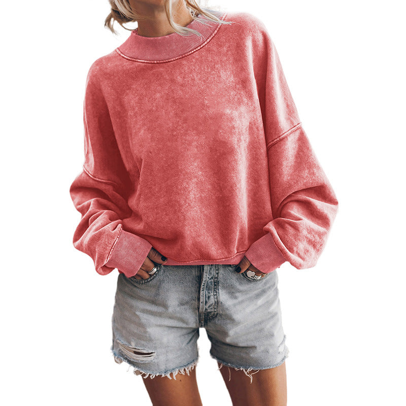 Cozy Solid Color Loose Crew Neck Casual Sweater