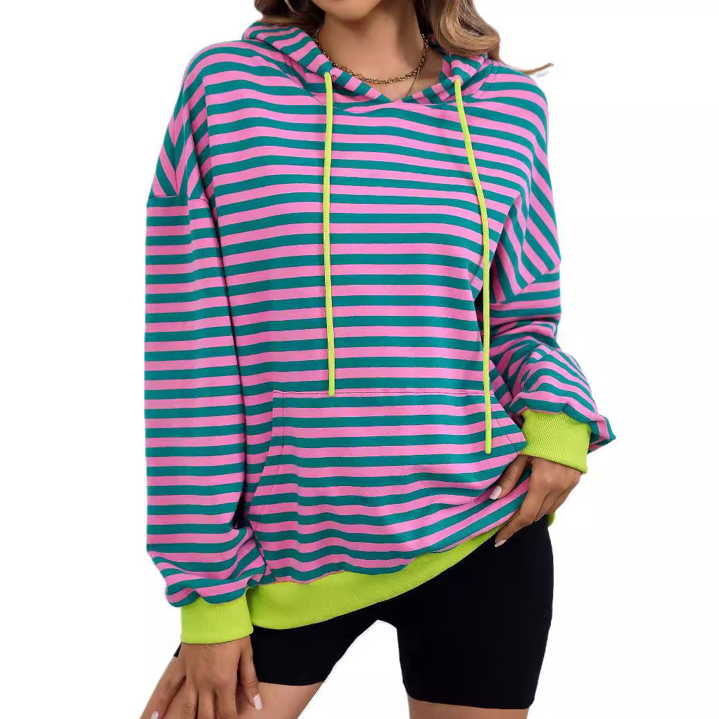 Women's Casual Striped Oversized Hoodie