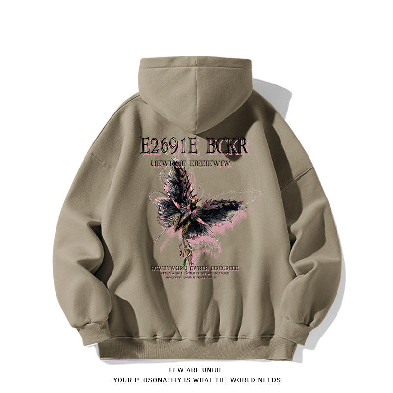 Retro Butterfly Print Mid-Length Casual Cotton Sweater