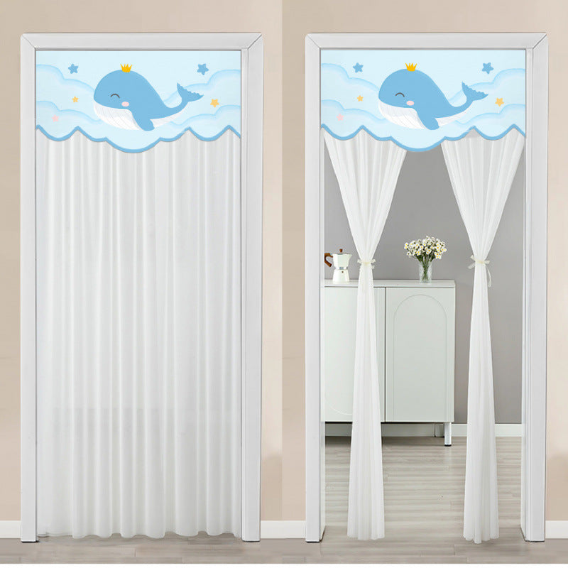 Non Perforated Magic Tape Gauze Double-layer Blackout Curtain