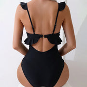 Flounced Backless One-Piece Swimsuit for Women