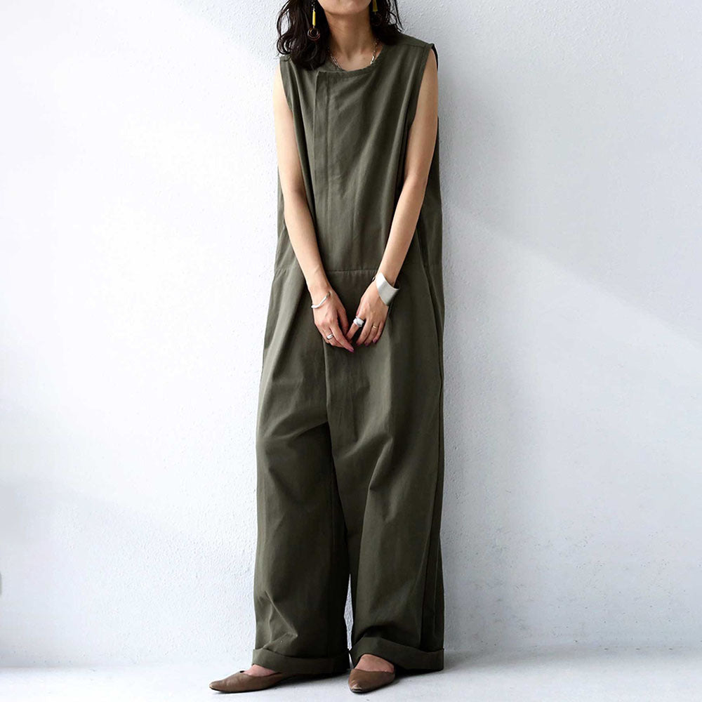 Temperament Pure Color Sleeveless Jumpsuit For Women